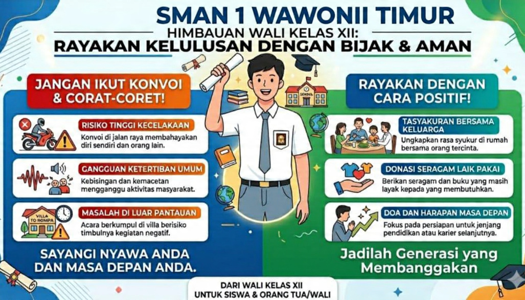 Pengumuman Kelulusan Kelas XII SMA Negeri 1 Wawonii Timur Tahun Pelajaran 2025/2026 Dilaksanakan Secara Online